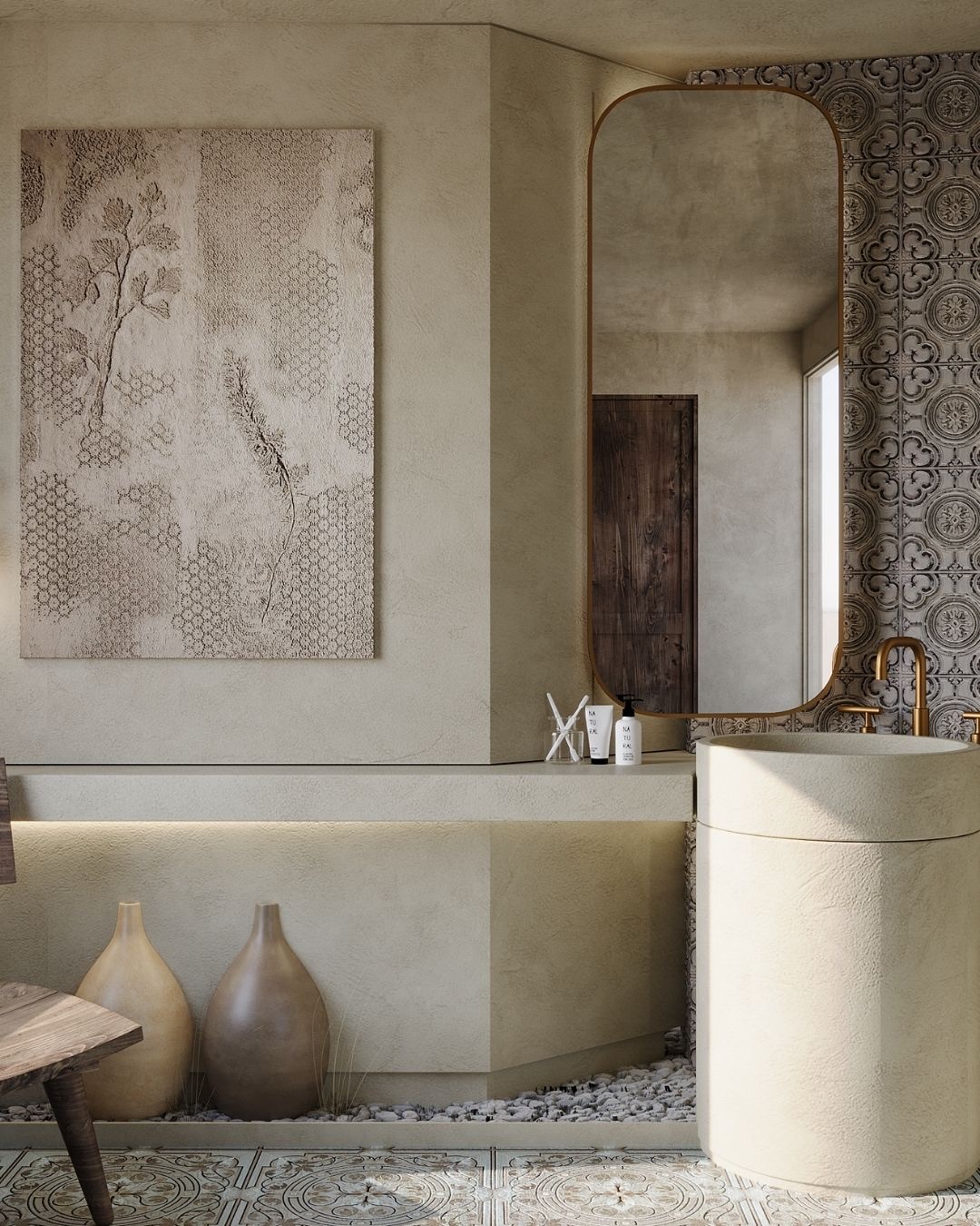 Ahşap Sandalye Lavabo Logolu